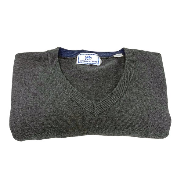 Southern Tide Charcoal‎ Gray 100% Cotton V-Neck Pullover Sweater - Picture 9 of 10